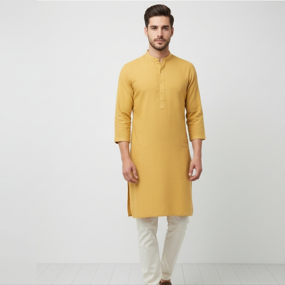 Men's Mustard Kurta Shirt - Eid - Pakistani & Indian